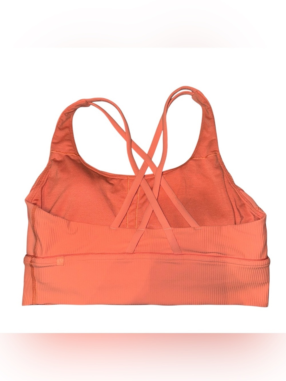 LULULEMON Energy Longline Bra Ribbed Luxtreme Coral/ Orange Size 10 - Picture 8 of 13